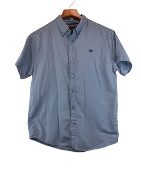 Aeropostale Men's Sky Blue Short-Sleeve Button-Down Shirt